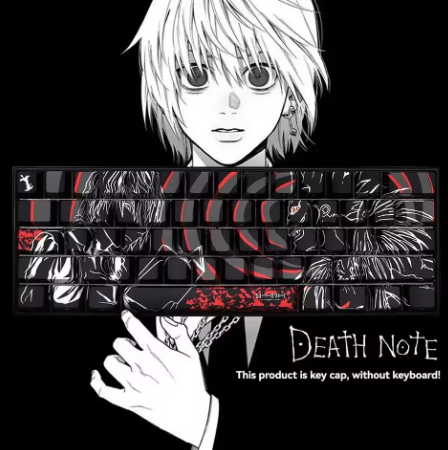 136-Tasten-Death-Note-Tastenkappen im Cherry-Profil, PBT-Farbsublimation, DIY-Tastenkappen für mechanische Gaming-Tastaturen mit 61/68/75/96 MX-Schaltern