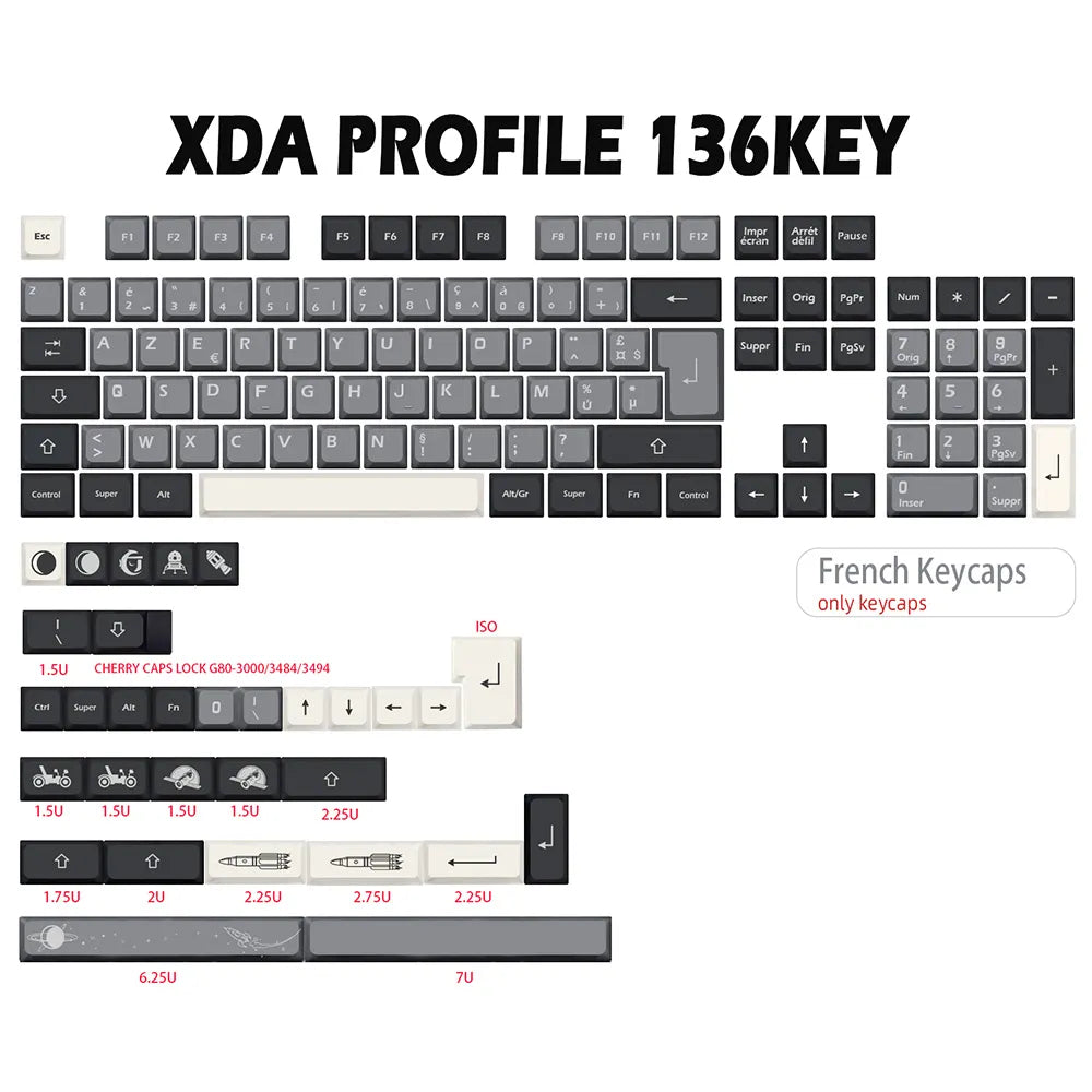 Keycaps AZERTY Apollo - vue principale
