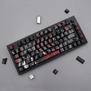 136-Tasten-Death-Note-Tastenkappen im Cherry-Profil, PBT-Farbsublimation, DIY-Tastenkappen für mechanische Gaming-Tastaturen mit 61/68/75/96 MX-Schaltern