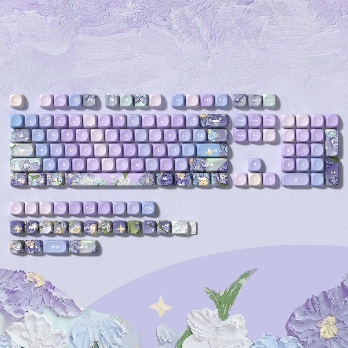 Purple Flowers Keycaps