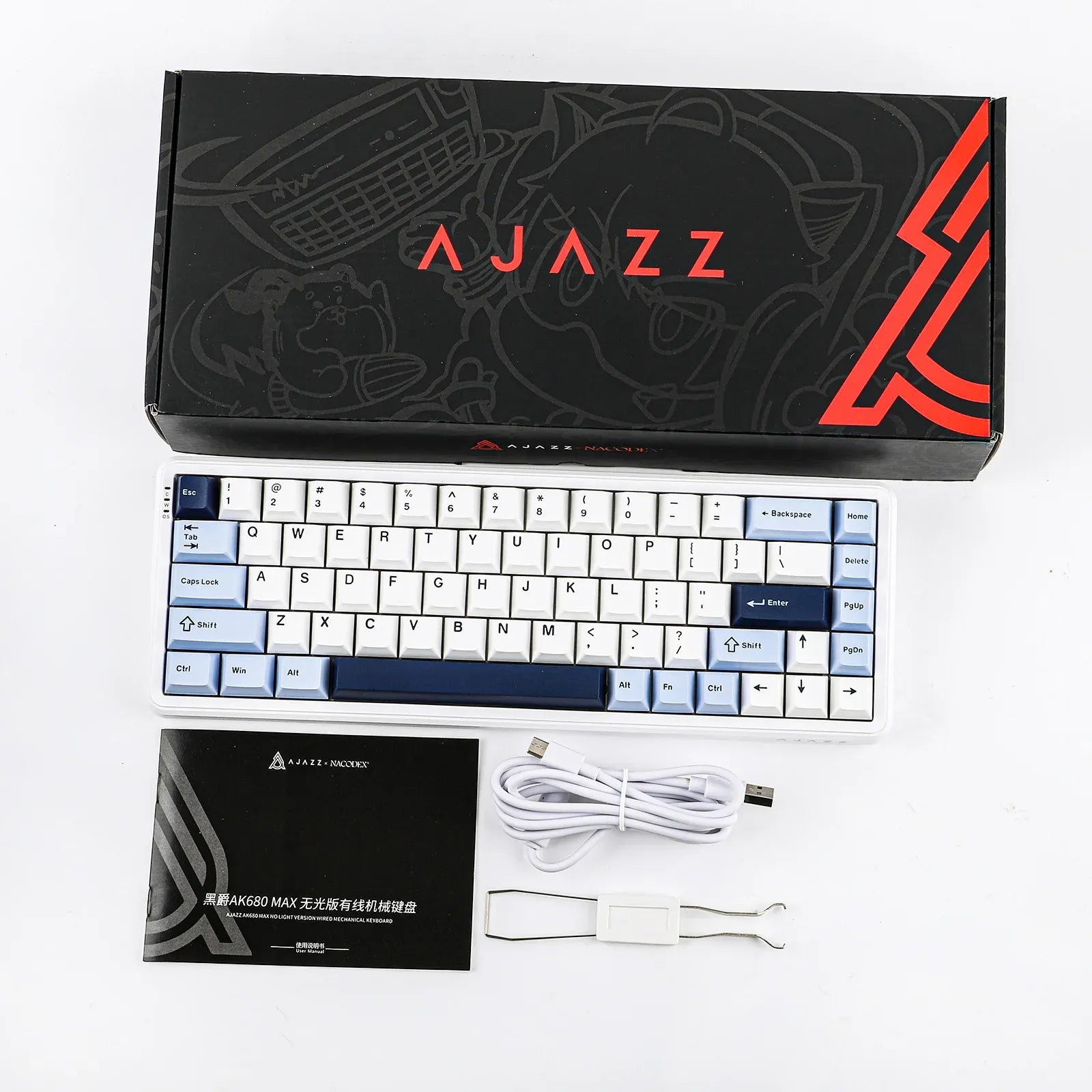 AJAZZ AK680 MAX Bleu/blanc ANSI packaging