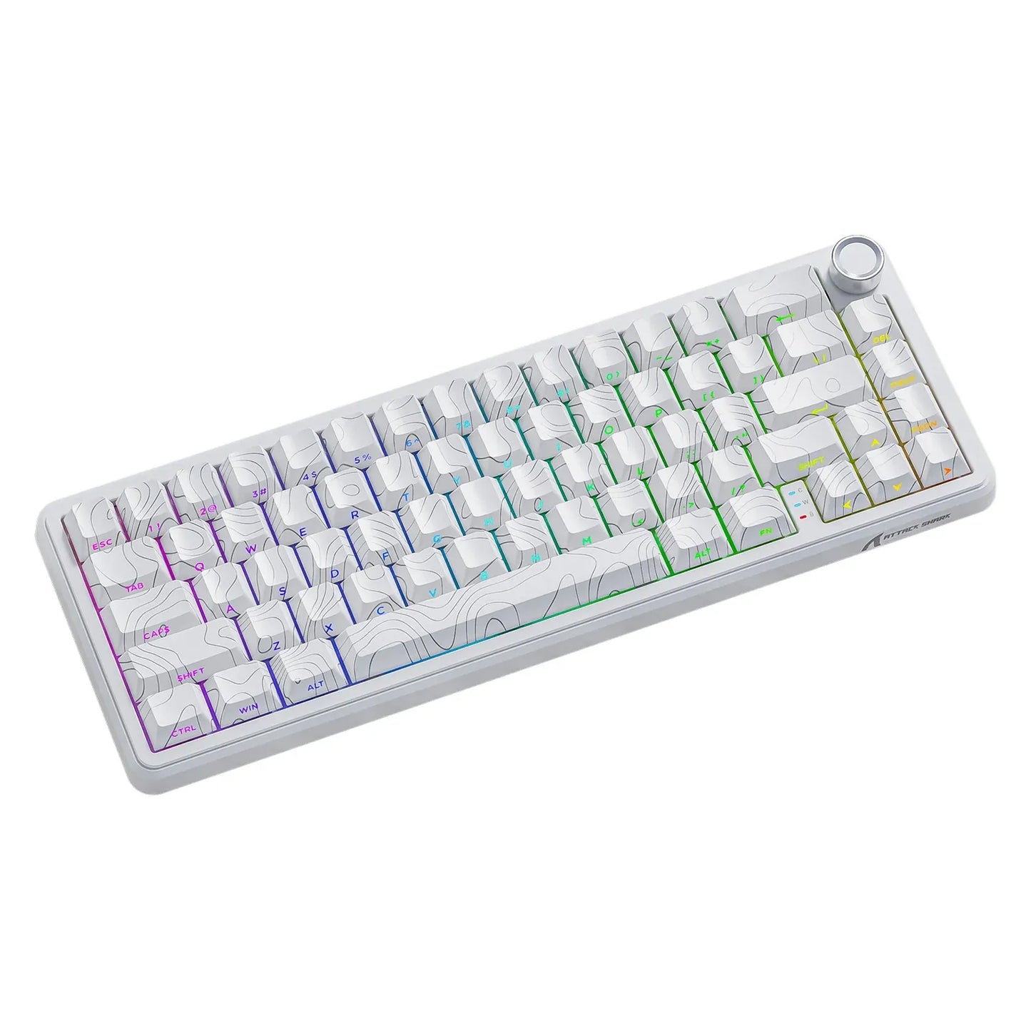 Attack Shark X65 PRO HE Tri-mode Blanc Keycaps RGB