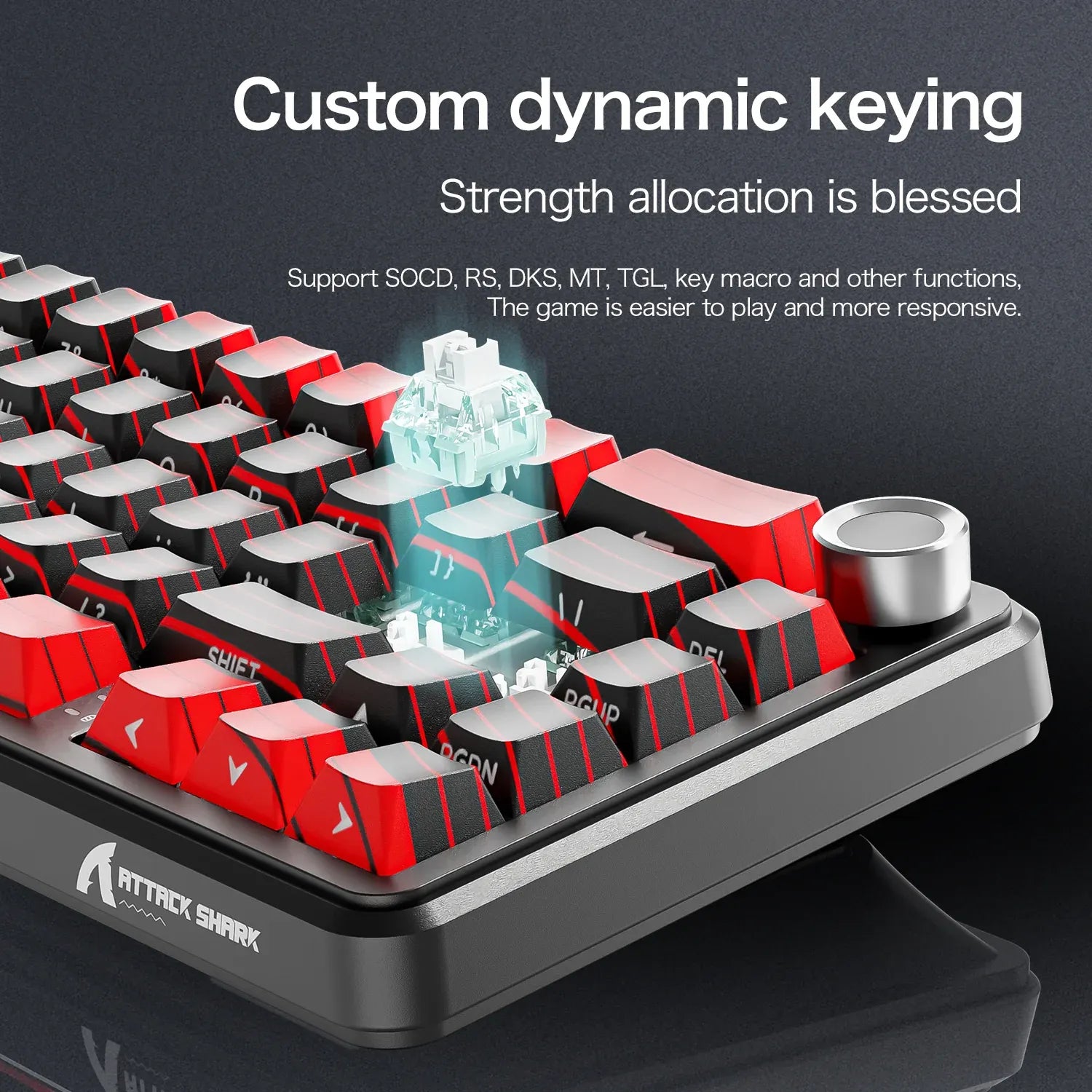 Attack Shark X65 PRO HE Tri-mode Noir/Rouge switchs customs