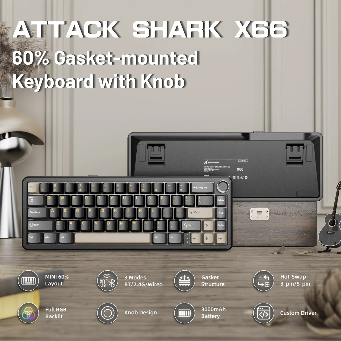 Attack Shark X66 Wireless Starry Black spécifications
