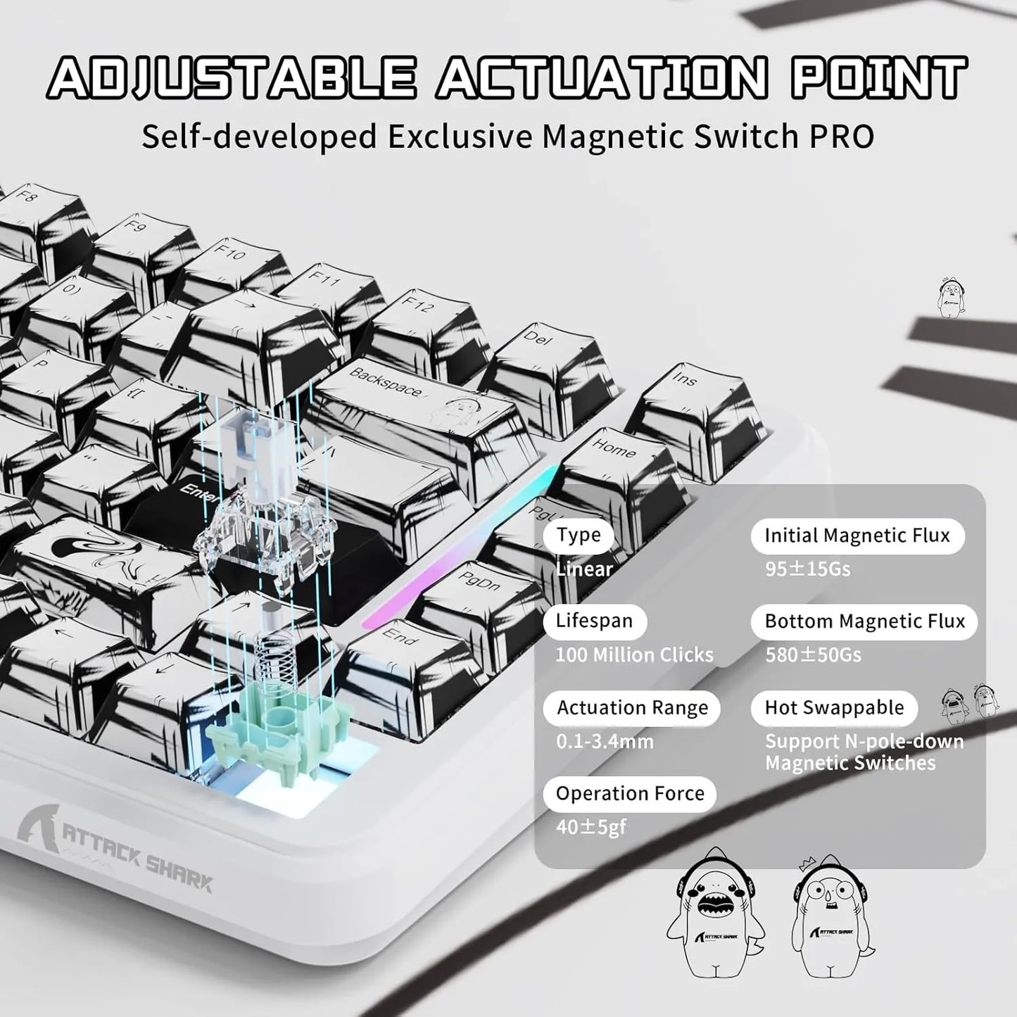 Attack Shark X82 PRO HE Wireless Rapid Trigger Switch magnétique