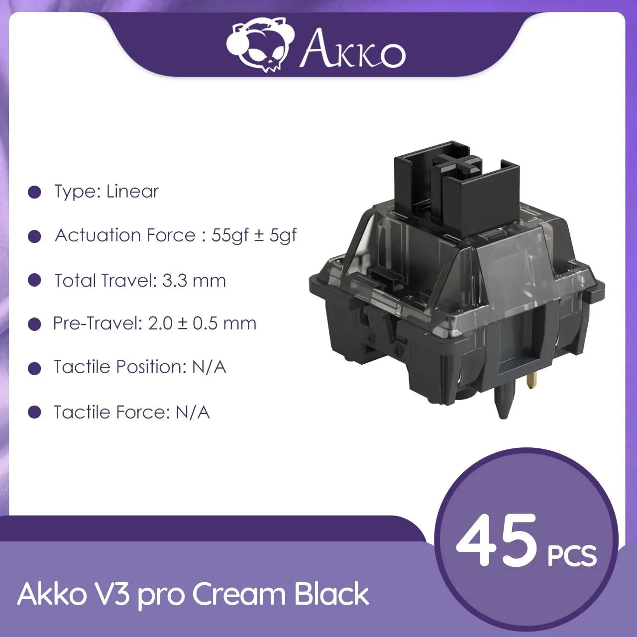 Akko V3 Pro Switches Taktiler/Linearer Schalter für mechanische Tastatur 45er-Pack austauschbarer Outemu Gateron Cherry MX-Tastenschalter