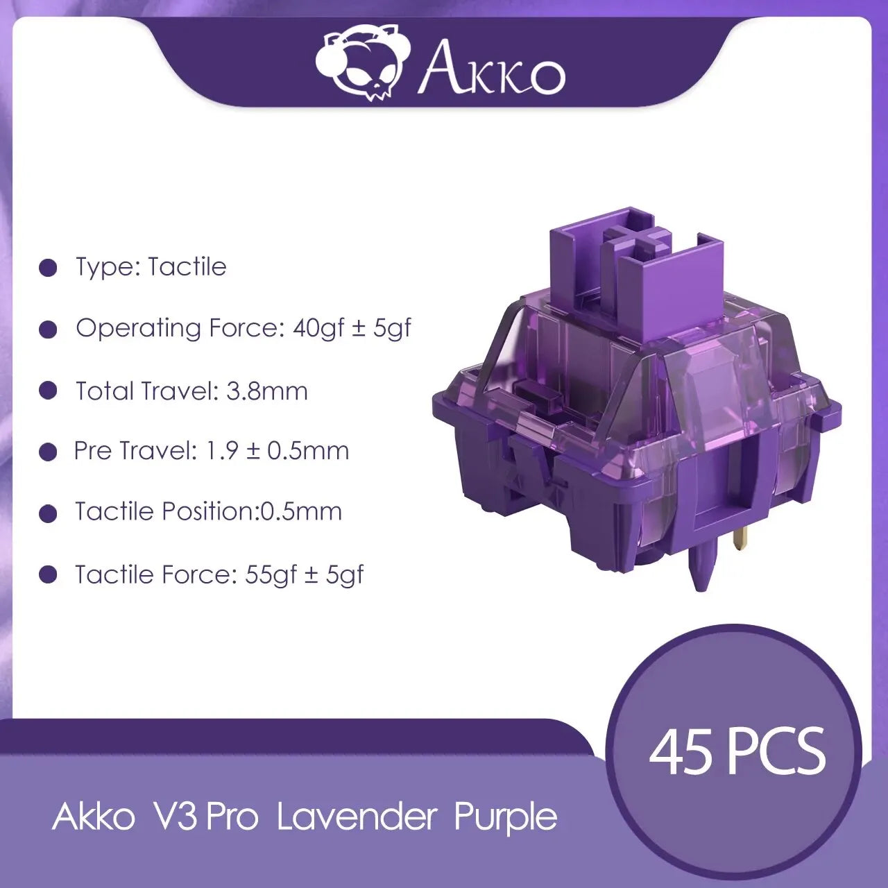 Switch Akko V3 Pro Lavender Purple 45 PCS