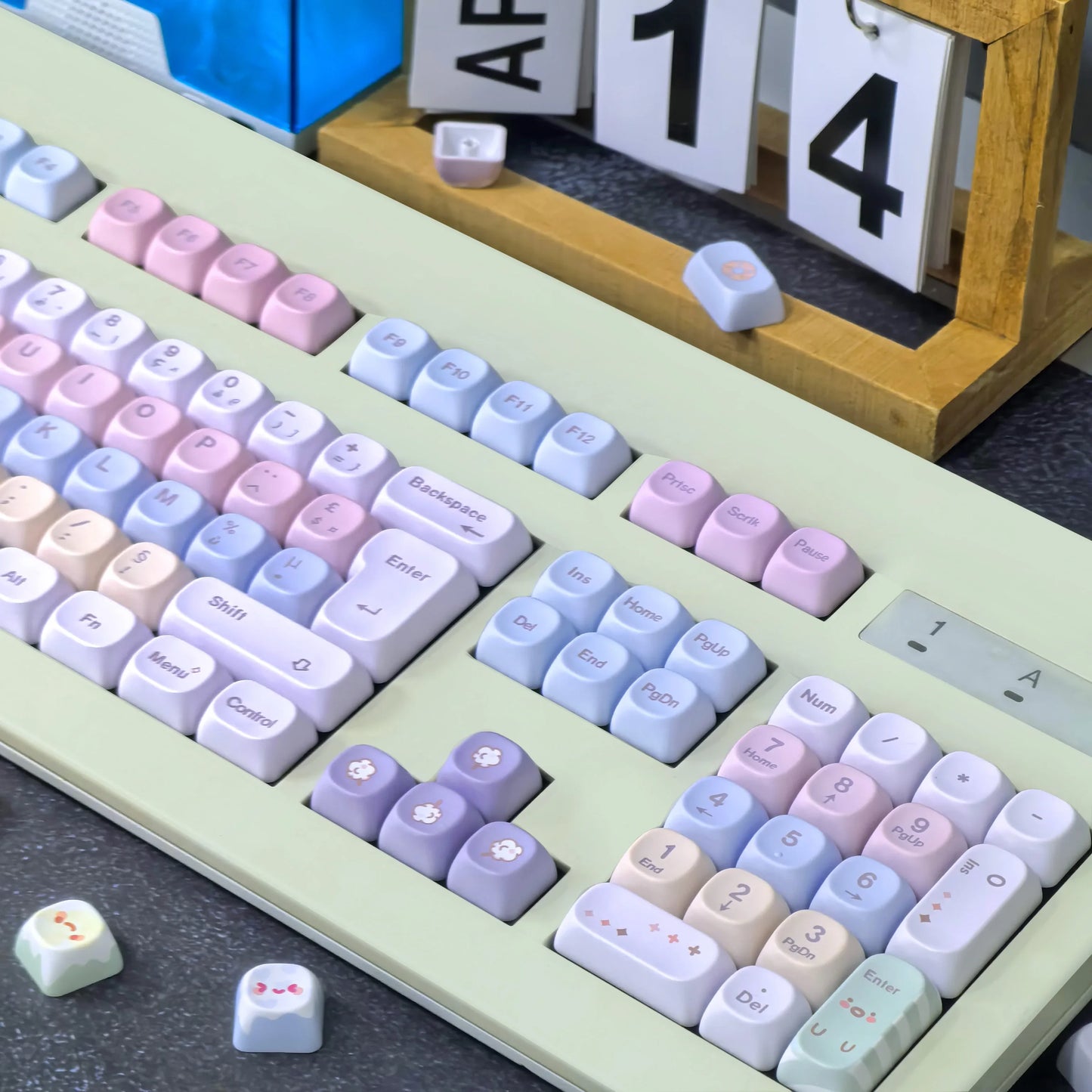 Keycaps AZERTY Candy Colorées - Vue de dessus