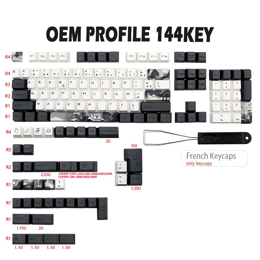 Keycaps AZERTY Lotus - vue principale