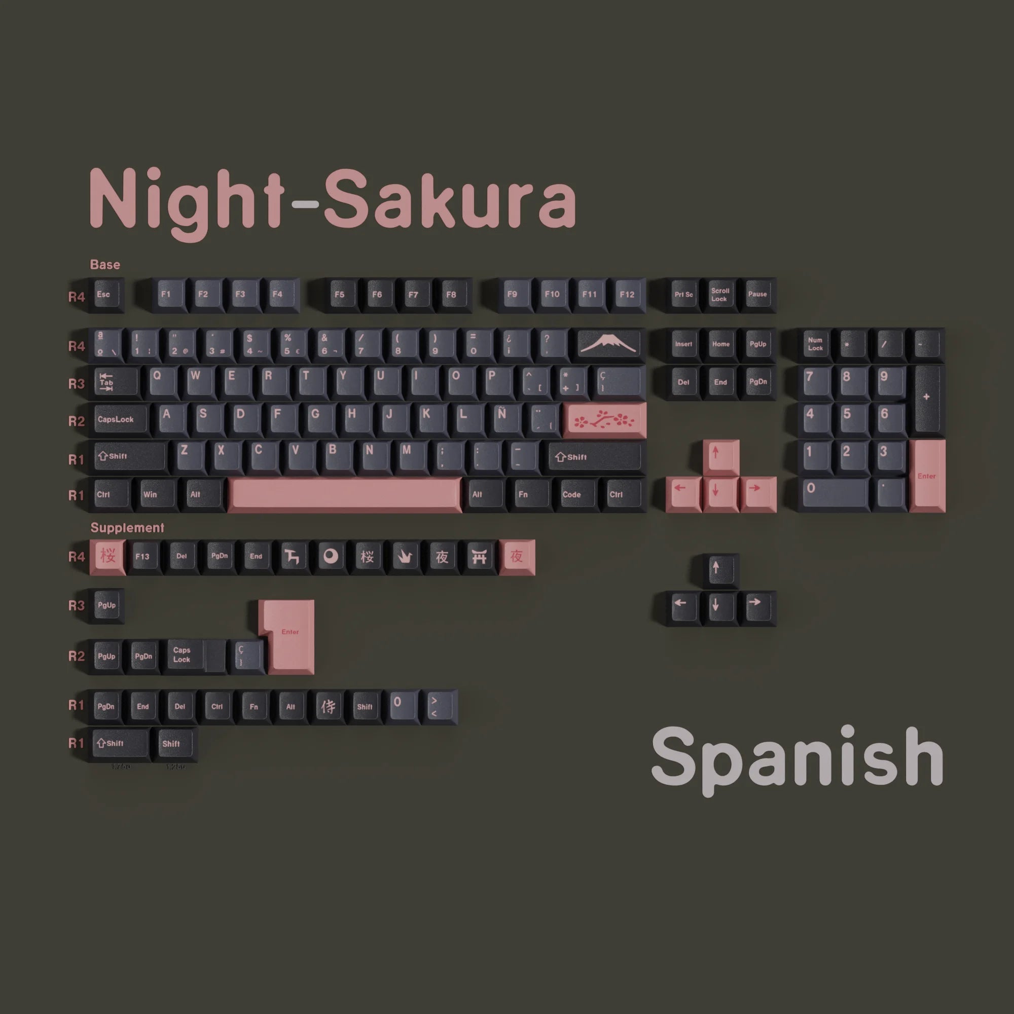 Keycaps AZERTY/QWERTY Sakura Rose - Accessoires inclus