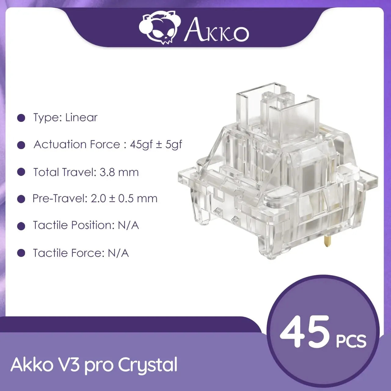 Akko V3 Pro Switches Taktiler/Linearer Schalter für mechanische Tastatur 45er-Pack austauschbarer Outemu Gateron Cherry MX-Tastenschalter