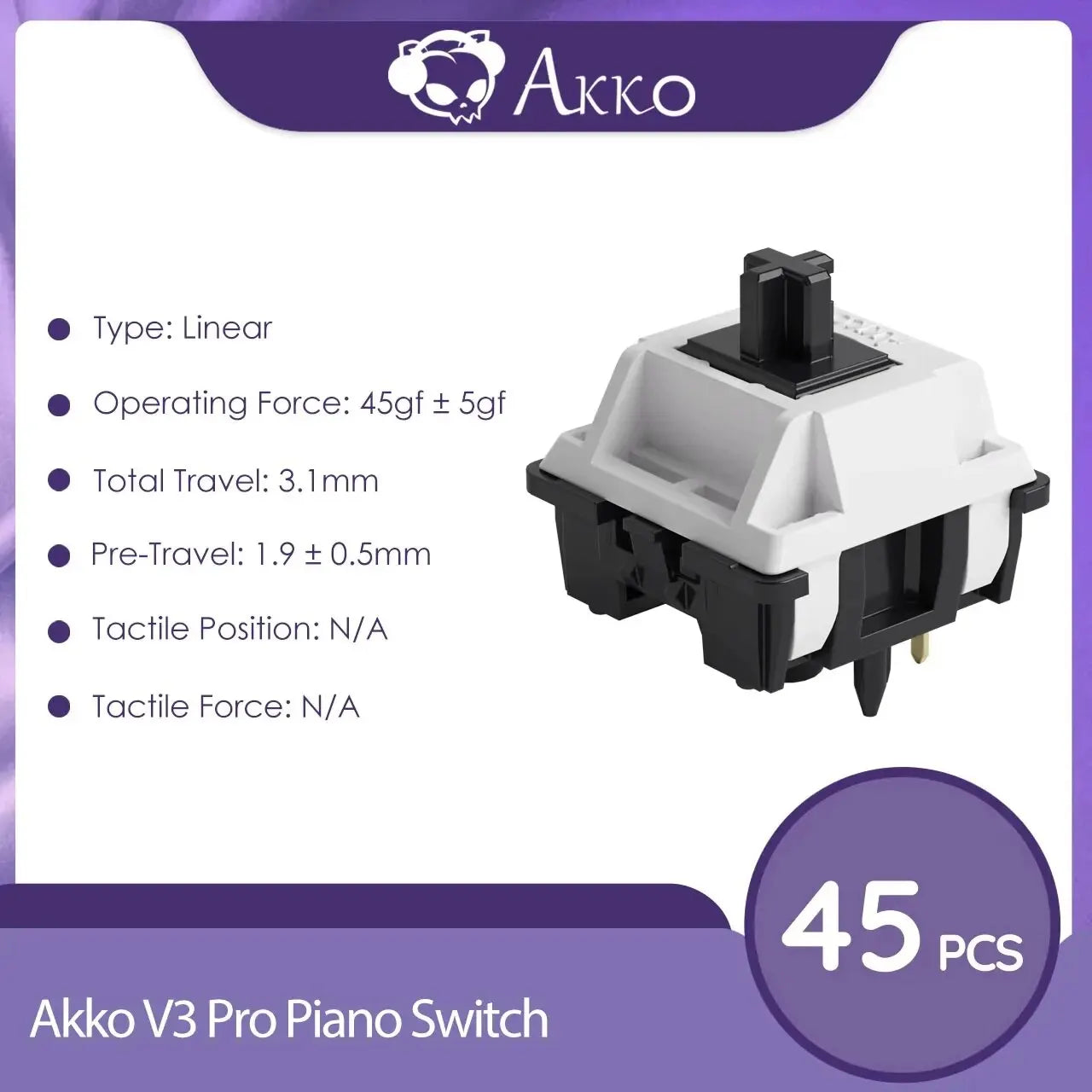 Akko V3 Pro Switches Taktiler/Linearer Schalter für mechanische Tastatur 45er-Pack austauschbarer Outemu Gateron Cherry MX-Tastenschalter