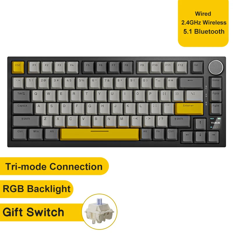 AJAZZ AK820 Pro Noir Jaune Switch Gift