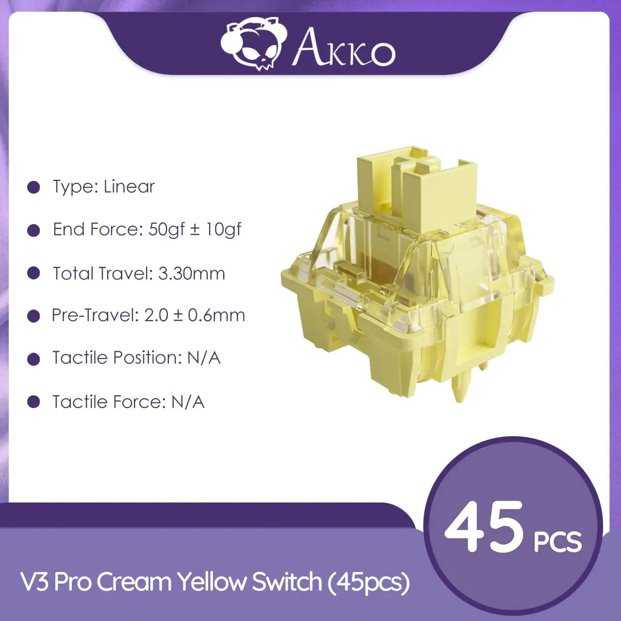 Akko V3 Pro Switches Taktiler/Linearer Schalter für mechanische Tastatur 45er-Pack austauschbarer Outemu Gateron Cherry MX-Tastenschalter