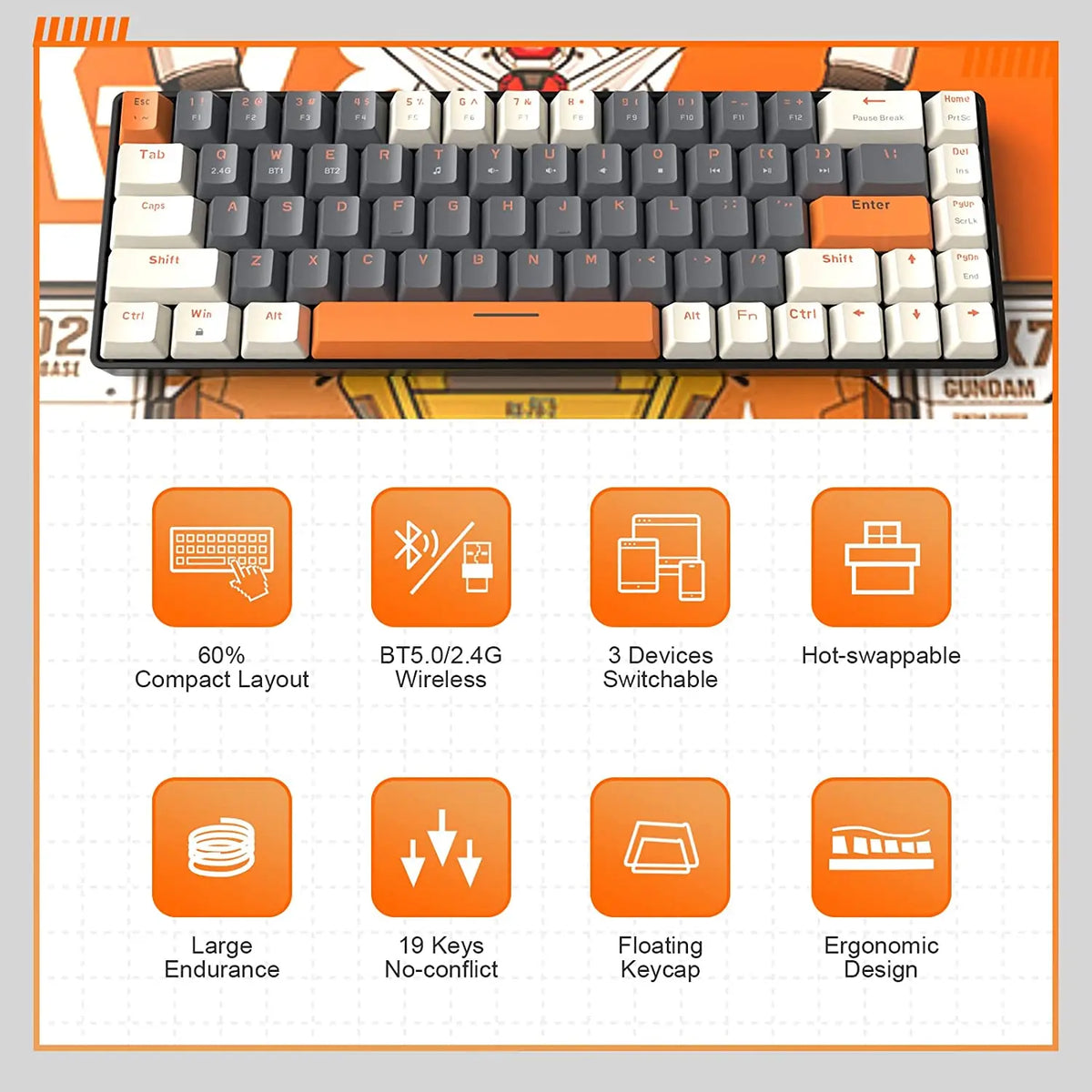 RK68 Orange et Gris