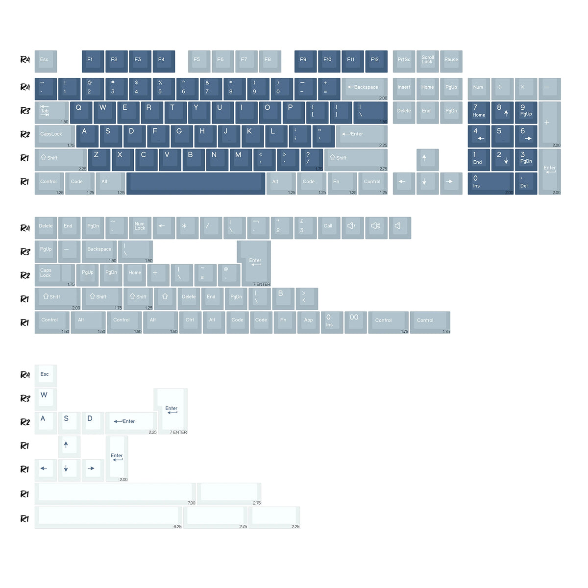 Keycaps Bleu Océan et Gris