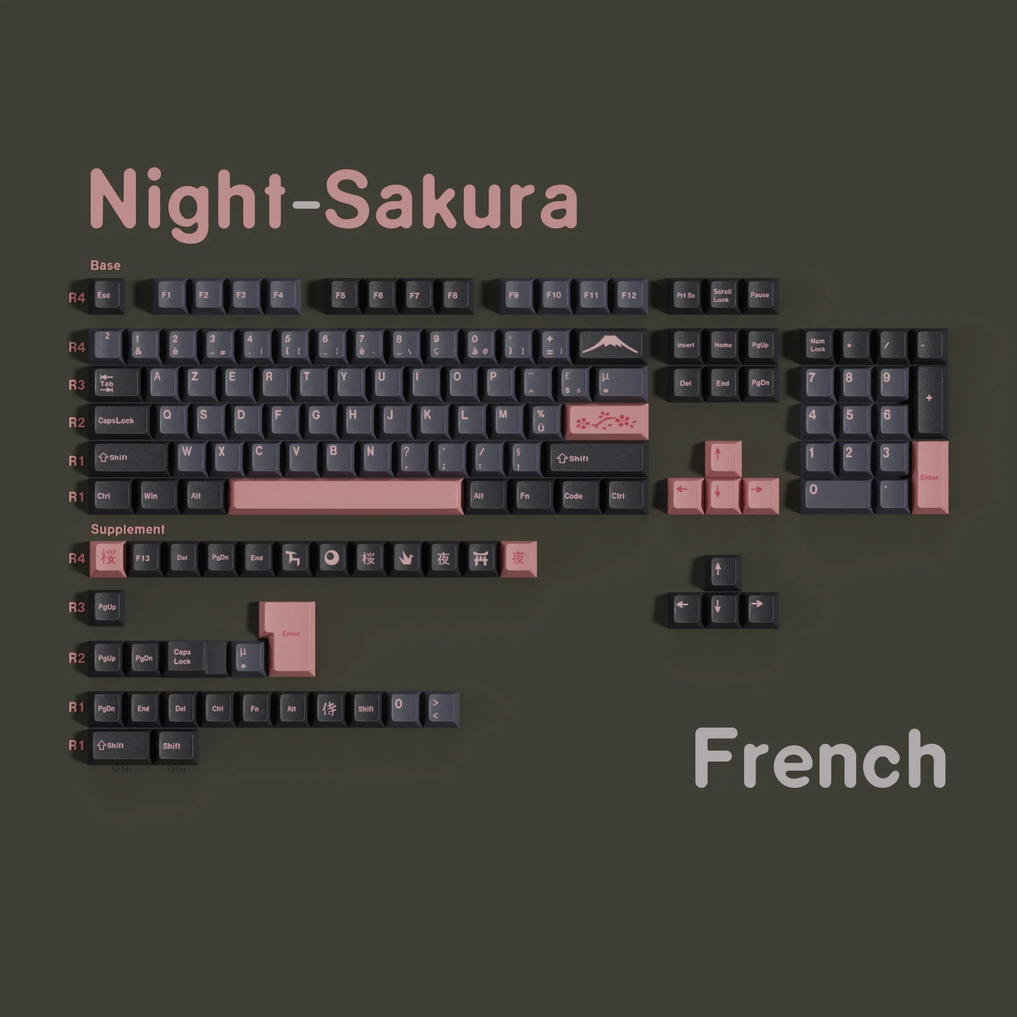 Keycaps AZERTY/QWERTY Sakura Rose - Coloris disponibles