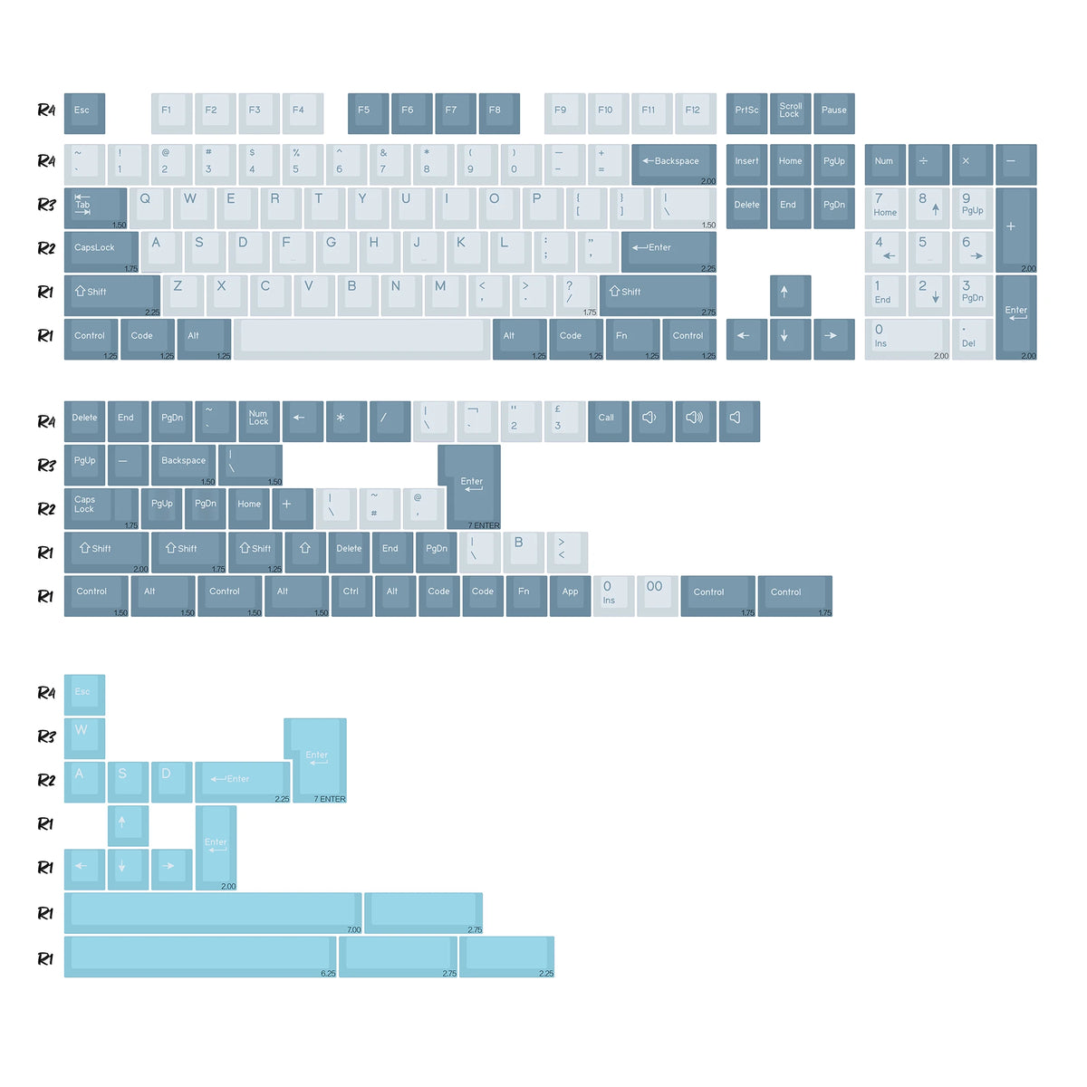 Keycaps Bleu Ciel et Gris