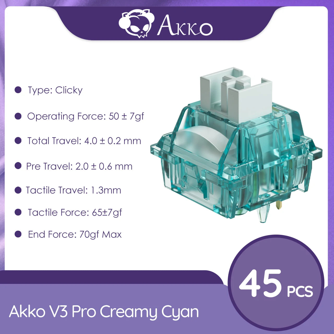 Akko V3 Pro Switches Taktiler/Linearer Schalter für mechanische Tastatur 45er-Pack austauschbarer Outemu Gateron Cherry MX-Tastenschalter