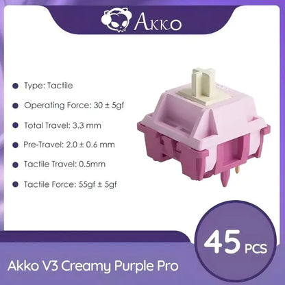 Akko V3 Pro Switches Taktiler/Linearer Schalter für mechanische Tastatur 45er-Pack austauschbarer Outemu Gateron Cherry MX-Tastenschalter