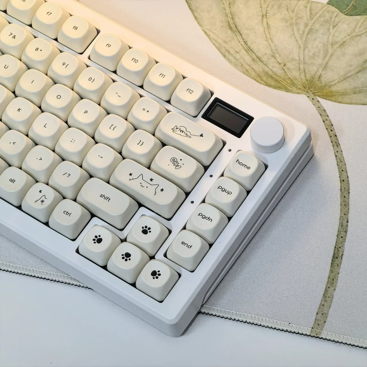 Keycaps QWERTY Cute Cat Blanc
