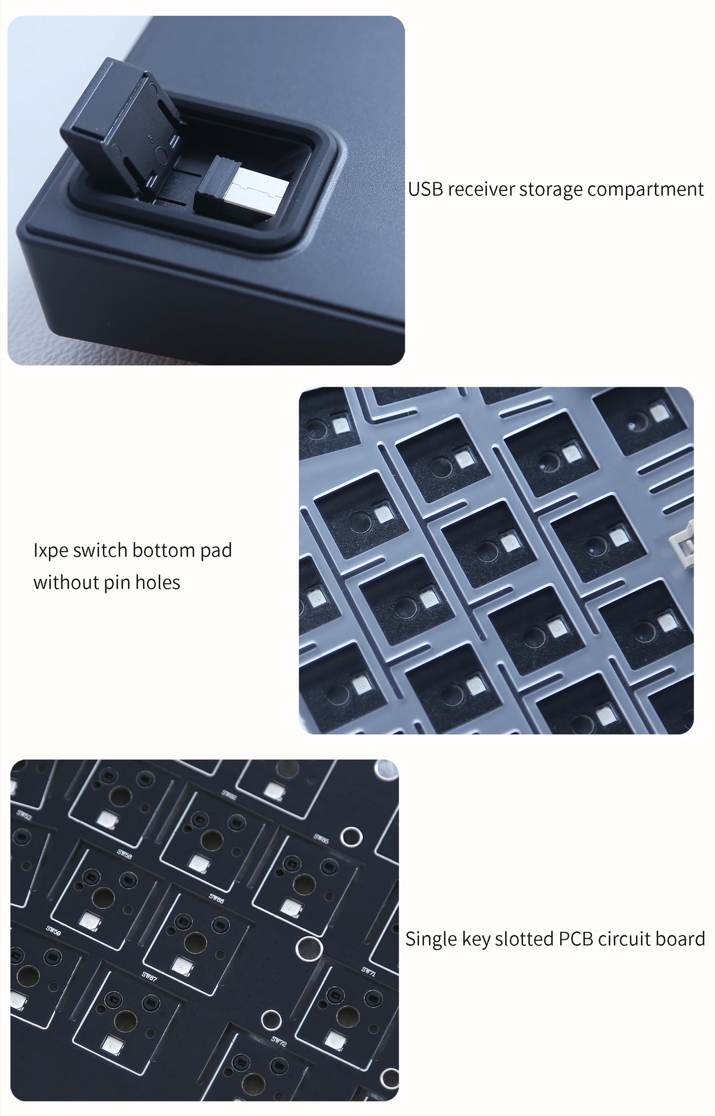 ABM066 Barebones Kit Alice-Layout VIA-programmierbar Hot-Swap-fähig Bluetooth/2,4-GHz/USB-C-Anschlüsse für Windows/Mac