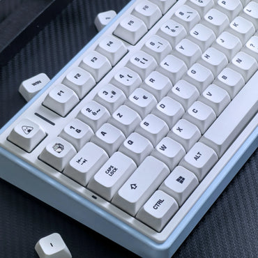 AZERTY Französische Tastenkappen Weiß Mac Simple XDA PBT Thermosublimation Angepasste mechanische Tastatur MX-Schalter Kuh-Design FR Tastenkappe