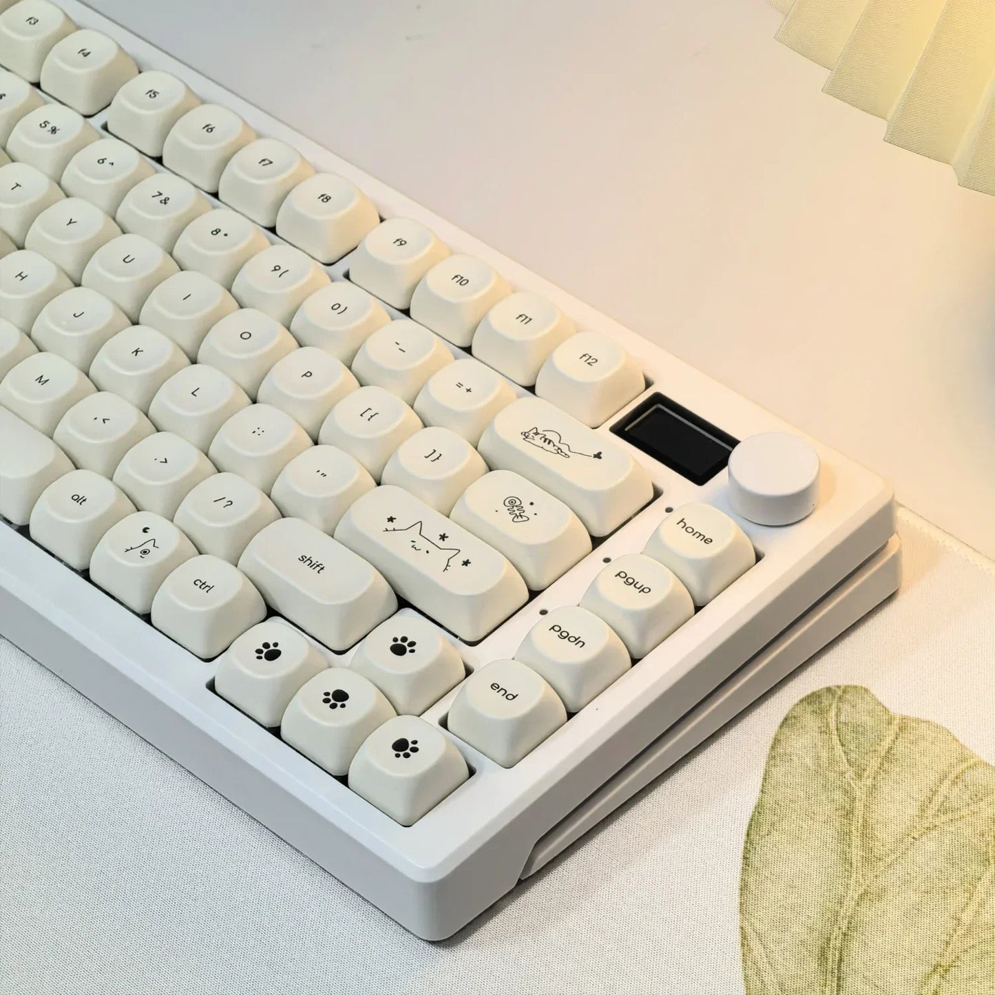 Keycaps QWERTY Cute Cat Blanc