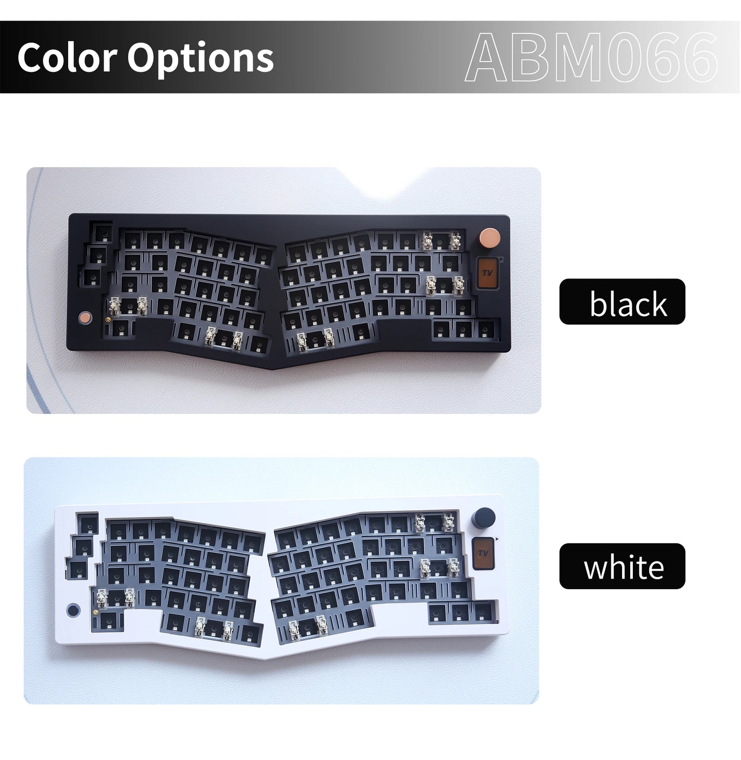 ABM066 Barebones Kit Alice-Layout VIA-programmierbar Hot-Swap-fähig Bluetooth/2,4-GHz/USB-C-Anschlüsse für Windows/Mac