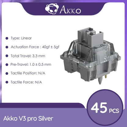 Akko V3 Pro Switches Taktiler/Linearer Schalter für mechanische Tastatur 45er-Pack austauschbarer Outemu Gateron Cherry MX-Tastenschalter