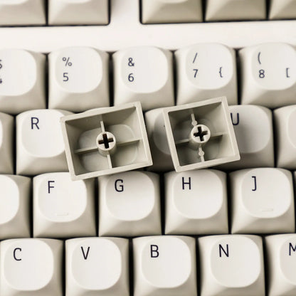 Azerty French Keycaps Vintage Gris PBT double Shot