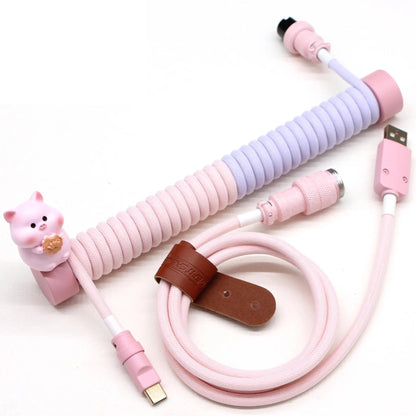 Câble de clavier custom Personnage USB Type-C Cochon